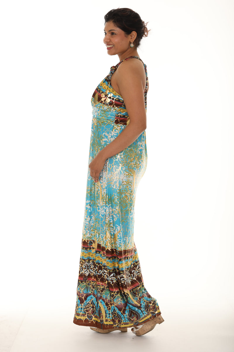 Gold Foil Halter Maxi Dress – Shorelinewear Wholesale
