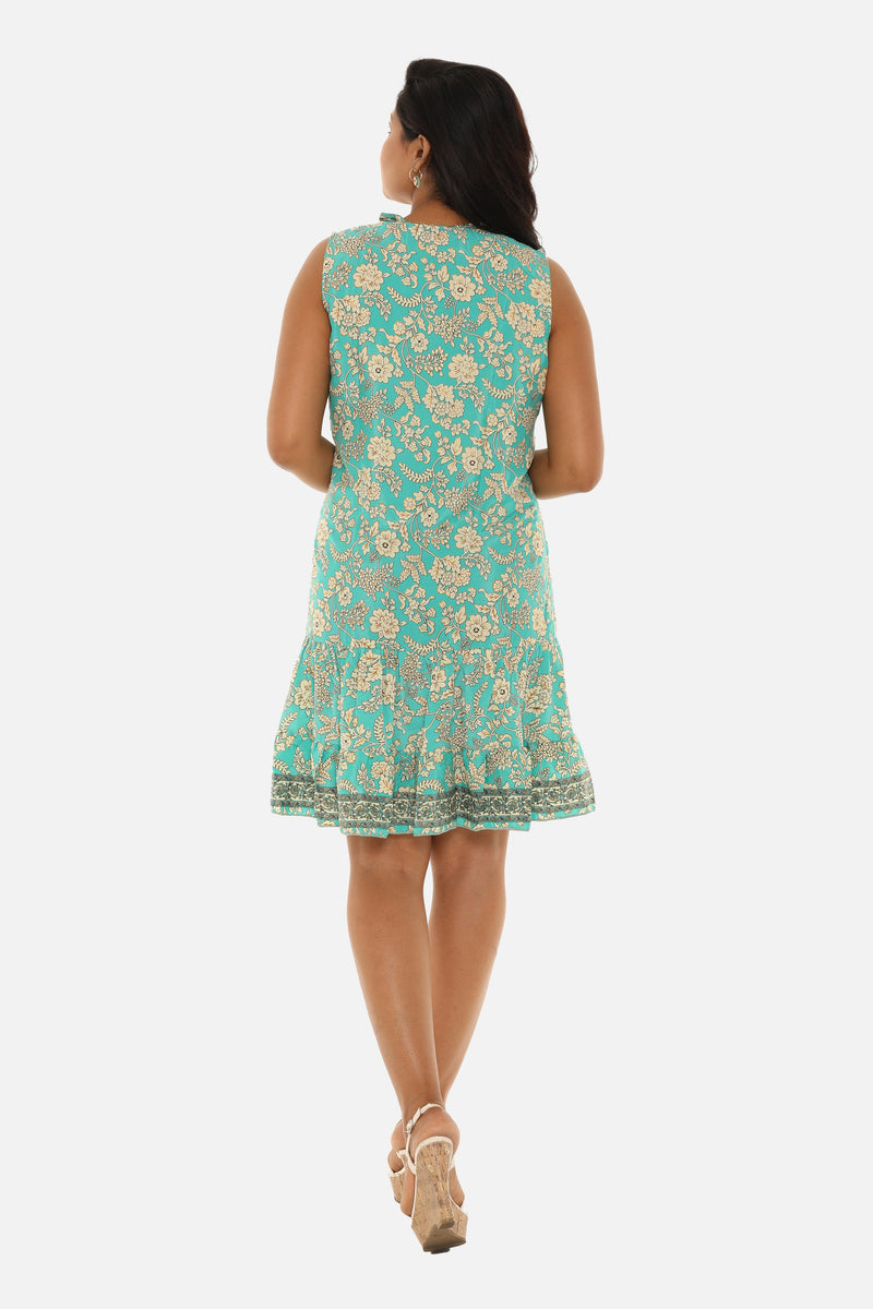 Women Floral Lace-Up Notch Neck Midi Dress – Shorelinewear