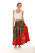 Bimba Women's Peacock Feather Print Cotton Summer Skirt Elastic Waist
