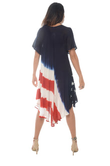 american flag dresses for women American Umbrella Flag Short Sleeves Dresses PRE PACK OF 4PCS / 1X TO 4X / AMERICANA