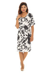 Abstract Floral print Scoop Neck Short-Sleeves Dress