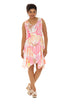 Swan & Flower Print Sleeveless Resort Short Dress