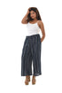 Vertical Stripes Print Belted Pocket Palazzo Pants